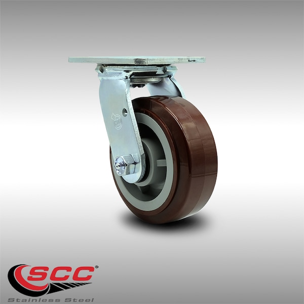 5 Inch Stainless Steel Polyurethane Wheel Swivel Caster with Roller Bearing SCC